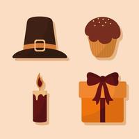 happy thanksgiving day icon set vector