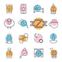 conjunto de iconos para dormir vector