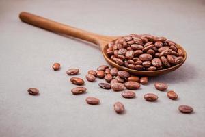 Close-up of pinto beans in a spoon photo