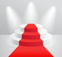 Podium and red carpet with spotlight vector illustrations.