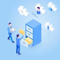 Cloud computing isometric concept. Vector Illustration.