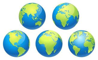 World globe earth map set. Vector illustrations.