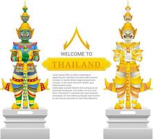 Guardian giant Thailand travel and art background vector illustration