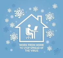 Work from home to stop spread of the virus paper cut style vector illustrations.