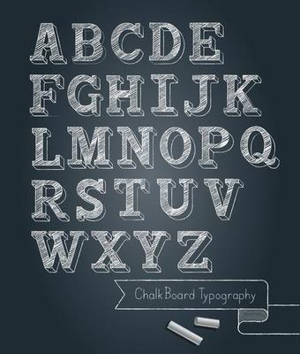 Chalkboard typography alphabet doodle style vector illustration.