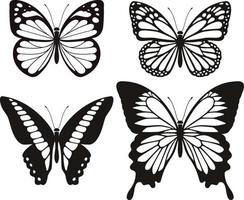 conjunto de iconos de silueta de mariposa. ilustraciones vectoriales.
