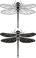 Dragonfly silhouette icons set. Vector Illustrations.