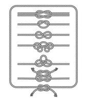colección de líneas de silueta de nudos de cuerda. ilustraciones vectoriales.