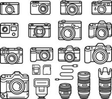 Camera line icons set. Vector illustration.