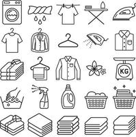 iconos de servicio de lavandería. ilustraciones vectoriales. vector