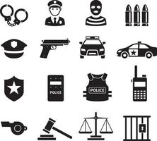 Police icons. Vector illustrations.