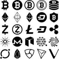 Cryptocurrency icons. Vector illustrations.