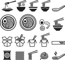 Noodle icons set. Vector illustrations.