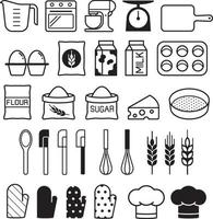 Bakery tool icons set. Vector illustration.