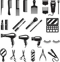 conjunto de herramientas de salón de belleza. ilustraciones vectoriales. vector