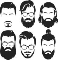 Hipsters men faces collection. Vector illustration.