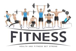 Exercises conceptual design. Young people doing silhouette workout. Sport Fitness banner promotion vector Illustrations.