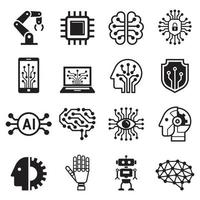 iconos de inteligencia artificial de robot ai. ilustración vectorial. vector