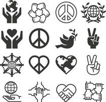 Peace and love symbol icons set. Vector llustrations.