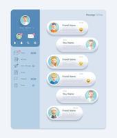 interfaz de chat de mensajería con concepto de diseño de interfaz de usuario móvil de fondo de ventana de diálogo. vector