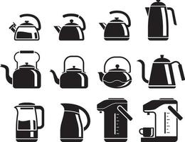 Kettle icons set. Vector illustrations.