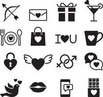 Valentine's day icons. Vector illustrations.