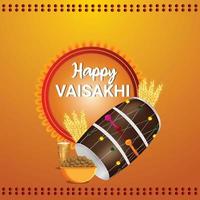 Happy vaisakhi illustration and greeting card vector