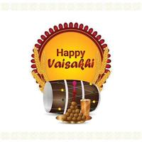 Happy vaisakhi celebration greeting card and background vector