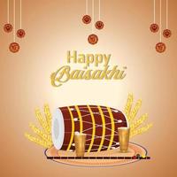 Flat design concept of happy vaisakhi background vector