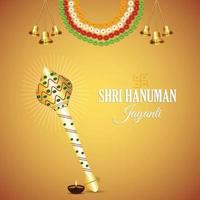 tarjeta de felicitación de celebración de hanuman jayanti y fondo vector
