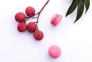 Lychee macaroon concept photo