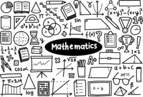 Doodle cartoon set of Mathematics Icon vector