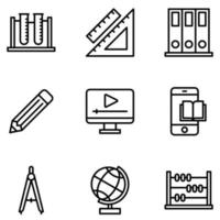 Collection of e Learning Related Line Icons vector