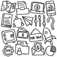 conjunto de iconos de doodle de negocios y finanzas vector