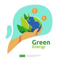 green clean energy sources with renewable electric sun solar panel and wind turbines. environmental concept for web landing page template, banner, presentation, social, and print media vector