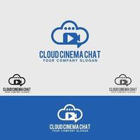 plantilla de diseño de logotipo de chat de cine en la nube vector