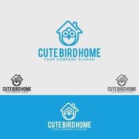 cute-bird-home logo design vector template