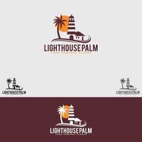 lighthouse-palm logo design vector template