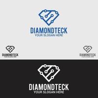 diamond tech logo design vector template