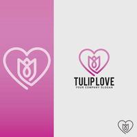 Tulip love logo design template vector