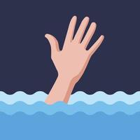 man is drowning. hand asks for help in the water. flat vector illustration