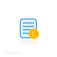 Invoice icon with pound on white.eps vector