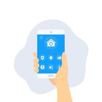 Smart home app, smartphone in hand, vector.eps vector