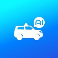 autonomous car, suv with AI vector icon.eps