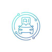 autonomous car with AI, line icon, vector.eps vector