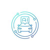 autonomous car with AI, line icon, vector.eps vector