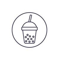 icono de línea de bebida de tapioca en white.eps vector