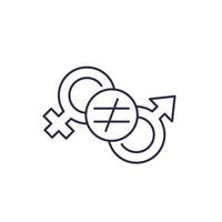 gender inequality, vector line icon.eps