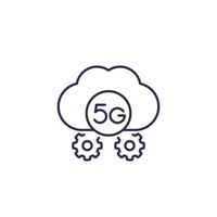 5G network icon with cloud, line.eps vector