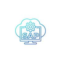 SAP, business cloud software vector line icon.eps